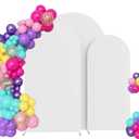 Set of 3 Arch Backdrop Cover Spandex Fitted Wedding Arch Covers,Round Top Double-Sided Chiara Arch Covers for Party Wedding Birthday Ceremony Event Banquet Decoration(6ft,6.6ft,7.2ft White)