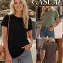 Huukeay 3 Pack Women's Cotton T Shirts Casual Short Sleeve Tunic Tops Crewneck Summer Loose Fit Plain Basic Tee