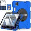 Case for iPad Pro 11 Inch 2022/2021/ 2020/2018: Silicone Cover for iPad 11 Inch 4th/ 3rd/ 2nd/ 1st/ Generation with Screen Protector- Stand- Handle- Shoulder Strap- Pencil Holder- Blue
