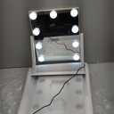 Vanity Mirror with Lights, Hollywood Vanity Makeup Mirror with 9 Dimmable LED Bulbs, 3 Color Lighting Modes, Detachable 10X Magnification, 360Rotation,White