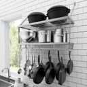 KES 30-Inch Silver Gray Pot Rack Wall Mounted, 100 Lbs Capacity