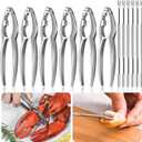 12 Pcs Crab Crackers and Tools, Nut Cracker Set Contain 6 Nut Crackers and 6 Stainless Steel Forks, Crab Leg Crackers Set for Seafood Boil Party Supplies, Dishwasher Safe