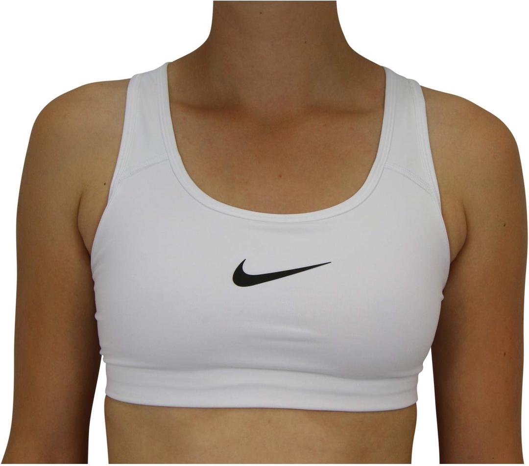 Nike Women's Swoosh Sports Bra (Medium, White/Black)