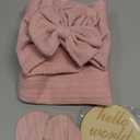 AQOKKA Newborn Receiving Blanket with Bow Hat Mittens Wooden Card Set Wheat-Pattern Newborns Toddler Baby Boy Girl Nursery Swaddle Wrap