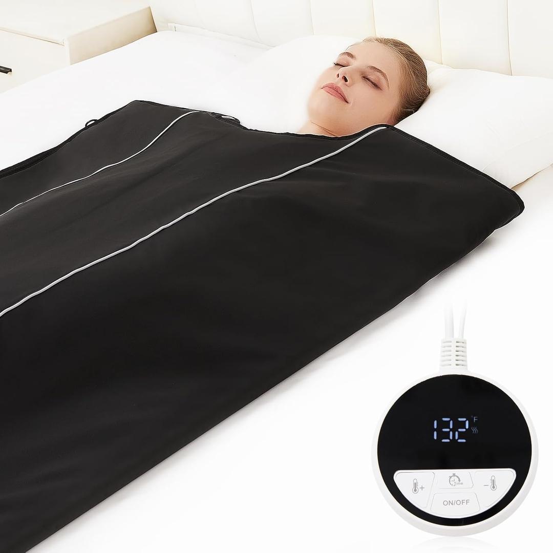 AOBOCO Sauna Blanket - Sauna Blanket for Home Use, Portable Design for Relaxation and Detoxification with 5 Layer Thickened Construction, 86-158F& 20-60 Minutes, 6.2 ft. x 2.6 ft
