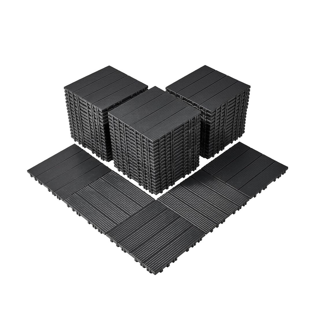 VEVOR 54 sq. ft Plastic Interlocking Deck Tiles, 54 Pack,12"x12" Waterproof Non-Slip Outdoor Flooring All Weather Use, Patio Floor Decking Tiles for Porch Poolside Balcony Backyard, Dark Grey