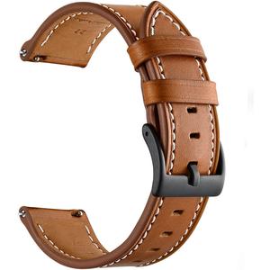 Galaxy Watch 5 Pro Bands/Watch 7/FE/6/5/4/ Bands 44mm 40mm, Galaxy Watch 6/4 Band Classic 47mm 46mm 43mm 42mm, 20mm Leather Wristband Replacement Strap for Samsung Watch 7/6/5/4/Active 2, Brown