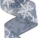 MEEDEE White Snowflake Denim Ribbon 2.5 Inch Christmas Wired Ribbons 10 Yards Rustic Snowflake Ribbons Denim Gift Wrap Ribbon for Christmas Tree Decoration, Topper Bow