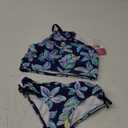 Kanu Surf Girls' Daisy UPF 50+ Beach Sport Halter Tankini 2-Piece Swimsuit, Charlotte Floral Navy, 12