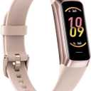 Fitness Tracker with Heart Rate, Blood Pressure, Sleep Tracking, Calorie Tracking, Activity Tracker with 1.1" AMOLED Color Screen, Waterproof Step Tracker for Android iPhones Women Men (Pink)