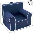 Heritage Kids Navy Everywhere Foam Armchair with Carry Handle and Removable Cover,25"x21"x 22",Ages 3+