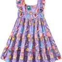 Vieille Toddler Girls Summer Dress Ruffle Sleeveless Casual Beach Sundress Tiered Swing Princess Dress for 2-8 Years (Purple)