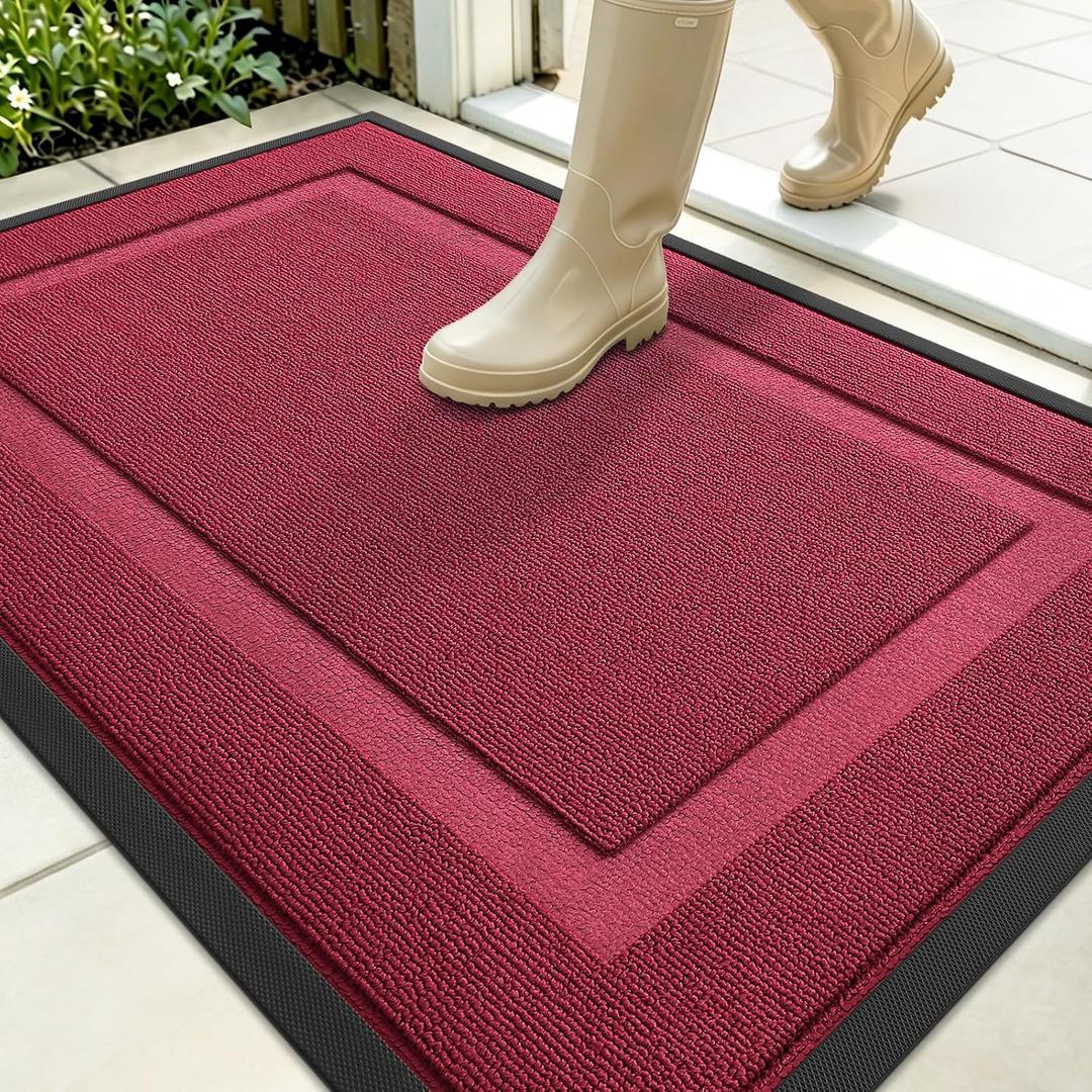 OLANLY Front Door Mat Outside 35x23, All-Season Heavy-Duty Rubber Doormat