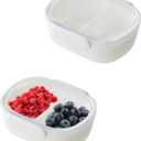 2 PCS Double Compartment Snack Containers with Clear Airtight Lids, Small Reusable Snack Pack Box with 2 Removable Compartments, Portable Divided Food Storage Containers for Mini Fridge,Picnic, White