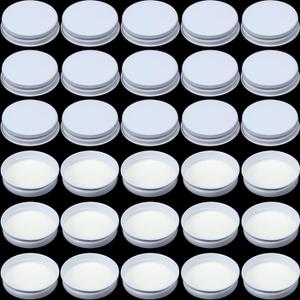 Patelai 36 Pieces 38 mm White Growler Caps Lids, Tinplate Metal Screw Caps with White Filling Glue Fits for Most 1/2 and 1 Gallon Jugs