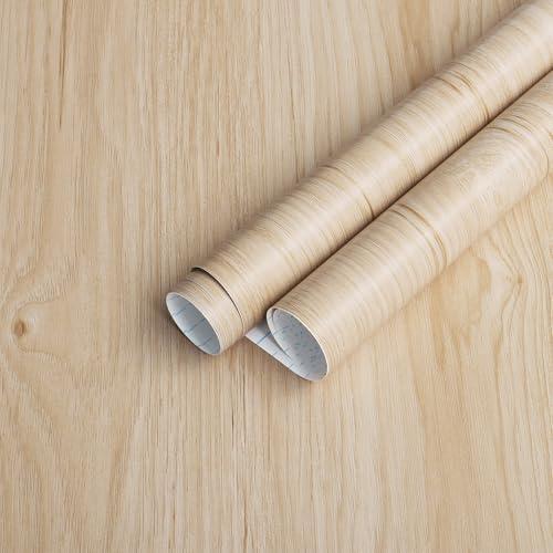 Heroad Wood Contact Paper Peel and Stick Wood Grain Wallpaper Oak Light Wood Contact Paper Countertops Cabinet Vinyl Wrap Thicken Textured Decoration Waterproof Self-Adhesive 17.5"x197"
