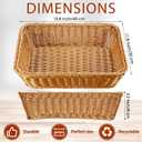 Eccliy 14 Pack Wicker Bread Baskets 15.8 Inch Woven Serving Basket for Gifts, Poly Wicker Storage Rectangle Rattan Display Trays for Bread Food Vegetables Fruit Snacks Tabletop Restaurant Home