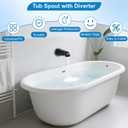 Matte Black Tub Spout Without Diverter for 1/2'' IPS and 3/4'' IPS Thread and 1/2 Copper Pipe, Bathroom Bathtub Spout No Diverter with Four in One Adapter