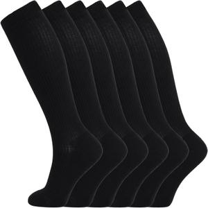 +MD Cotton Compression Socks for Women and Men 4/6 Pairs 15-20 mmHg Knee High Socks for Sports Travel Nurse Edema