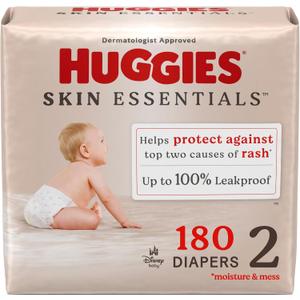 Huggies Size 2 Diapers, Skin Essentials Baby Diapers, Size 2 (12-18 lbs), 180 Count (3 Packs of 60)