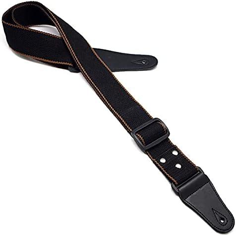 Adjustable Pure Cotton Electric Guitar Strap Belt for Acoustic Guitar Bass Musical Instrument Accessories (Black)
