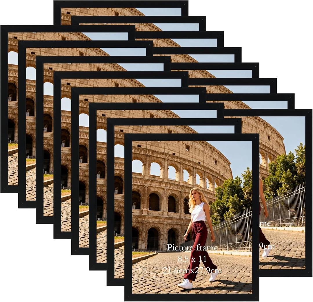Giftgarden 8.5x11 Picture Frame Black Set of 16, Lightweight 8.5 by 11 Certificate Frames for Award Diploma Document office Wall or Tabletop Display