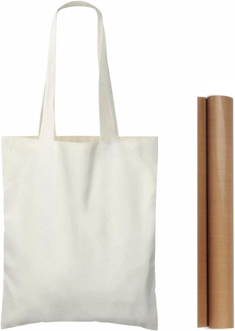 NPBAG 25 Pack 8.2'' X 10'' Mini Natural Cotton Tote Bags, Small Lightweight Blank Bulk Cloth Bags with 1pc of PTFE Teflon Sheet - Perfect for Parties Holidays