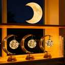 Ramadan Decorative Crescent Moon Table Night Light with Hanging Ball Battery Operated Lighting Suitable for Home Bedroom Shop Dining Holiday Party Eid Festival Lights