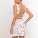 Floerns Women's Cut Out Backless Sleeveless Shirred Floral A Line Short Dress (S)