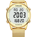 Women's Step Counter Pedometer Watch with Stainless Steel Bracelet, Stylish Design, No App, No Charging Needed for Step, Calorie, Distance, Alarm, Countdown Timer，TU-2401