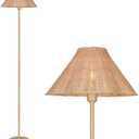 WOXXX Boho Floor Lamp with Wavy Line Rattan Lampshade, Corner Floor Lamp for Bedroom, Living Room, Dimmable Switch