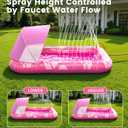 Inflatable Tanning Pool Lounger Float with Sprinkler & Canopy UPF50+, 77" x 48" Extra Large Tanning Pool Float for Adults, Sunbathing Water Lounge Bed with Pillow & Cup Holder for Backyard & Pool
