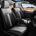 Car Seat Covers Full Set, Nappa Leather Waterproof Car Seat Protector, Airbag Compatible Universal Automotive Cushions Fit for Most Sedans, SUVs & Trucks