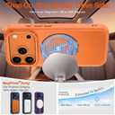 Strong Magnetic for iPhone 17 Pro Max Case with Stand,Fit for MagSafe,360Rotatable Ring Designed,Translucent Matte Texture Protective Military Grade Shockproof,All Orange