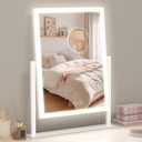 Acoolda Vanity Mirror with Lights,16.9"x 14" Lighted Makeup Mirror, Makeup Mirror with Lights,Three Color Lighting Modes, and 10X Magnification Mirror, Smart Touch Control, 360Rotation White