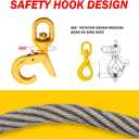 3/8" x 75' Steel Winch Cable with Self Locking Hook 14,400 lbs