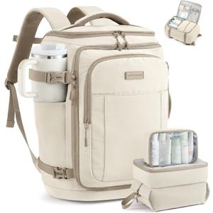 LOVEVOOK Travel Backpack for Women & Men, 40L TSA Approved Carry On Backpack with 3 Packing Cubes, Waterproof Weekender Overnight Bag for 2-4 Day Trips, Business & Travel Essentials, Khaki-Beige