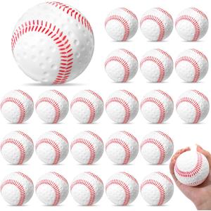 24 Pieces Dimpled Baseballs with Red Seam Pitching Machine Baseballs for Hand Eye Coordination Batting Hitting Training and Fielding Practice (9 Inch, White)