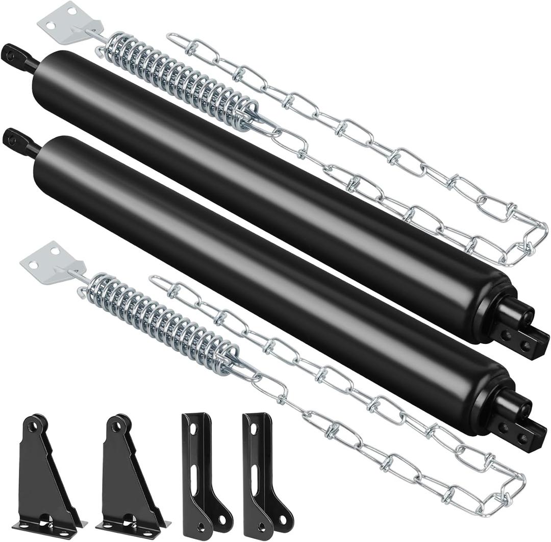 Storm Door Closer, 2PCS Heavy Duty Screen Door Closers with Protector Chains Spring, Storm Door Bracket Kit Compatible with Andersen/Emco/Larson/40201 (Closer and Chain, 2 Packs(Black))