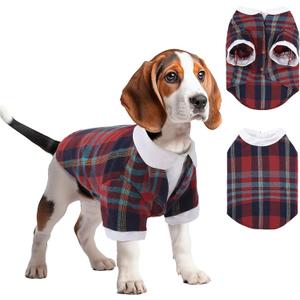 Plaid Shirt for Small to Medium Dogs, Summer and Fall Clothes With Touch Fastener, Double-Layer Design, Stylish and Comfortable Clothing, XS