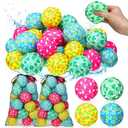 VercanMonth 48 Pcs Reusable Water Balls 3 Inch 4 Style Hawaiian Outdoor Water Balls Absorbent Bouncing Beach Toys with 2 Mesh Bag for Summer Beach Pool Soaking Games Party Favors