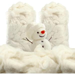 Newwiee Clean Wool Batting Stuffing for Stuffed Animals Roving Wool Felting Filler for Crafts Needle Cushions Pillow Knitted Stuffed Toys Animals Blending and Dryer Balls, Natural White(1.1 lb)