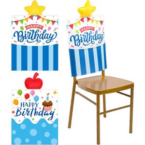 Moukeren 2 Pieces Back to School Happy Birthday Felt Chair Covers Kids Birthday Party Classroom Seat Decorations Dining Chair Seat Cover Slipcovers Gift for Classroom Home Dining Party Favor