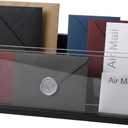 Mail Organizer with Clear Acrylic Dividers - Adjustable 2-in-1 Desk & Wall Mount Letter Holder, Modern Paper Sorter for Home Office Organization (Black)