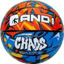 AND1 Chaos Rubber Basketball: Official Regulation Size 7 (29.5 inches) Rubber Basketball - Deep Channel Construction Streetball, Made for Indoor Outdoor (Orange/Blue)