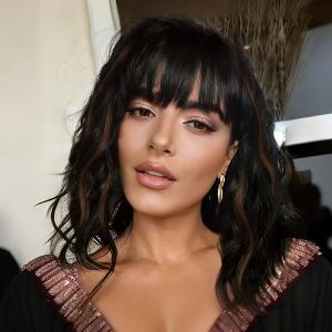 Black Mix Brown Wigs for Women Short Wavy Bob Wig With Bangs Heat Resistant Synthetic Wigs for Daily Party Cosplay Costume Wig Use - 12 Inch