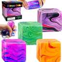 4 Pcs Color Texture Fidget Cube Squishy Toys , Squeeze Stress Balls for Kids, Adults ,Squishies Anxiety Relief Maltose Ball, Ice Squishys Sugar Sensory Toy for ADHD , Novel Design Fidgets Cubes
