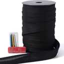 Bias Tape Double Fold 1 inch, Double Fold Bias Binding Tape 55 Yards (Black) and 4 Pieces Sewing Fabric Chalks for Crafts, Sewing, Seaming, Hemming, Piping, Quilting.