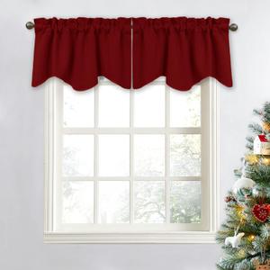 NICETOWN Window Valance - Burgundy Red Blackout Valance Elegant 52 inches by 18 inches Short Small Tier Curtain for Living Room/Apartment Christmas Decor, 1 Pack