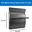 Quarter Fenders for Semi Truck, 24" x 24" Black Poly, Tube Bracket and Mounting Hardware Included, Right Left, Plastic Quarter Fender Kit Set